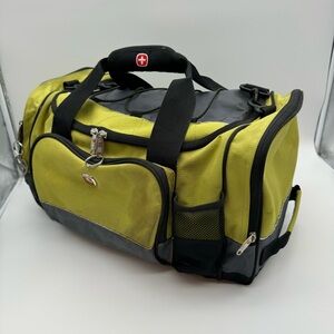 Yellow & Gray Travel Sports Duffle Bag with Swiss Cross Logo